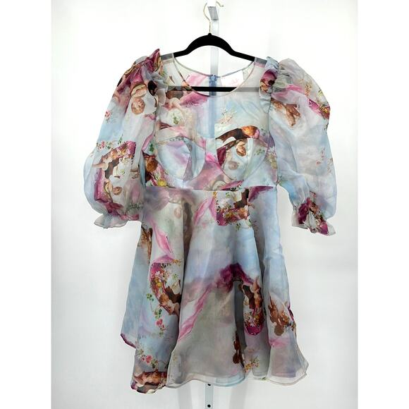 Selkie‎ Chiffon Puff Sleeve "The Party Dress in Cupid" Medium - Picture 8 of 12